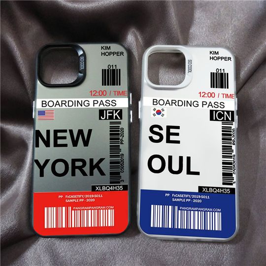 Discover Hot Ticket Travel Label New York Seoul Paris Phone Case for IPhone 11 12 13 14 15 16 Pro Max Mini Plus Paired Hard Cover Fundas