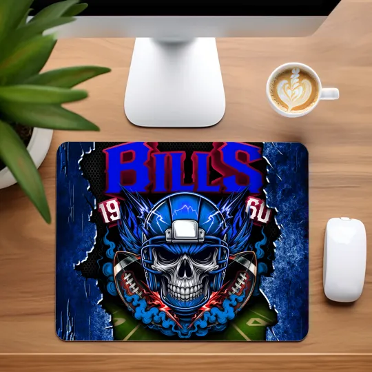 Discover Buffalo Bills Skull Football Team Mouse Pad for Home Office