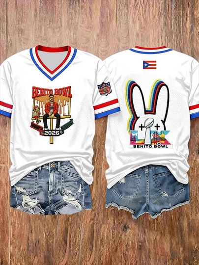 Discover Bad Bunny Super Bowl Merch 2026, Benito Bowl Jersey, Puerto Rican Football, Celebrating the Super Bowl, Puerto Rican pride, Fan Gifs For Her