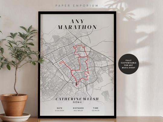 Discover Personalized Marathon Map Print: Any Race, Custom Finisher Gift (Milton Keynes or Any Run)