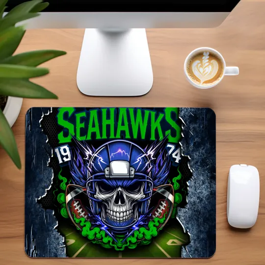 Discover Seattle Seahawks Skull Football Team Mouse Pad for Home Office