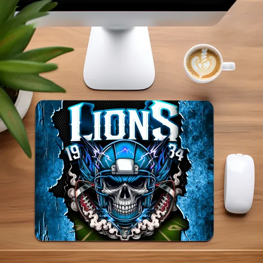 Detroit Lions Skull Football Team Mouse Pad for Home Office