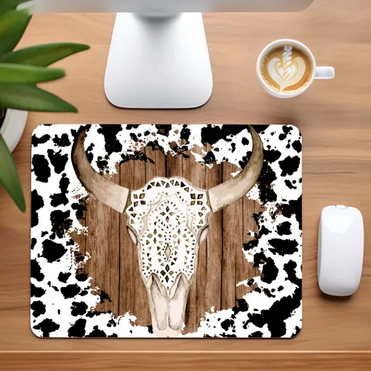 Discover Western Cow Skull Mouse Pad for Home Office