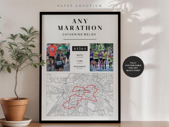 Discover Personalized Marathon Completion Map: Custom Runner Gift (Berlin or Any Run)