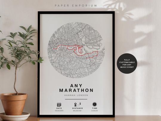 Discover Personalized Marathon Completion Map: Runner Gift, Custom Race Data