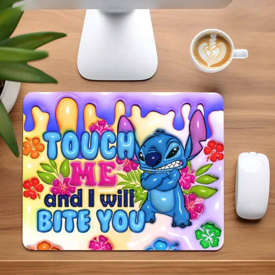 Discover Stitch Touch Me and I Will Bite You Mouse Pad for Home Office
