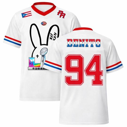 Discover Puerto Rico Team Benito #94 Football Jersey, Super Bowl 2026 Mesh Jersey, Sports Shirt, Fan Apparel, Mesh Football Jersey