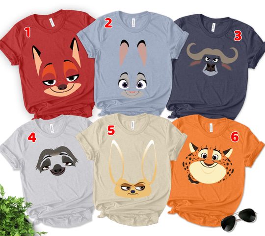 Discover Disney Zootopia Characters Big Face Shirt, Zootopia Cartoon Movie Shirts, Nick and Judy Shirts, Halloween Gift For Friends SKZ406