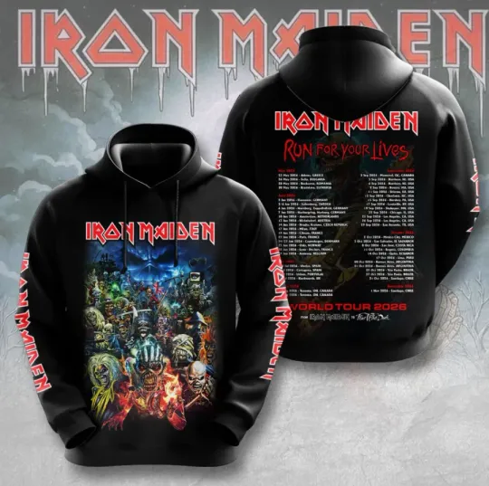 Discover 1Iron Maiden Run For Lives World Tour 2026 3D Apparel Hoodie