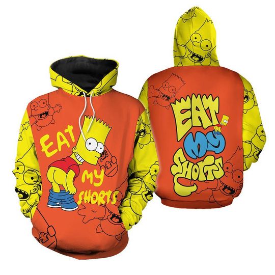 Discover 3D Bart Simpson Hoodie Unisex Cartoon AOP Hoodie