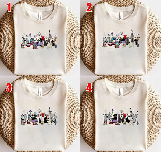 Discover Custom Name Nightmare Before Christmas Shirt, Jack Skellington Oogie Boogie Bash, Disney Halloween Family Matching Tee AXHU04