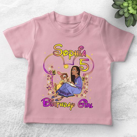 Discover Custom Disney Wish Movie Birthday Party T-shirt, Personalized Disney Birthday Boy Girl Squad, Disney Asha Princess Star Valentino UMWX15
