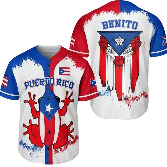 Discover Benito Flag Baseball Jersey, Puerto Rico Flag Baseball Jersey Shirt, Gift for Unisex C