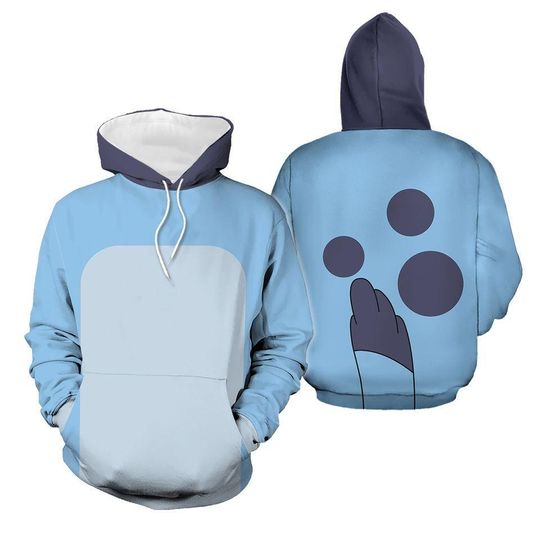 Discover Blue Furred Canine 3D Hoodie, Animated Family Dog Costume, Unisex AOP Hoodie
