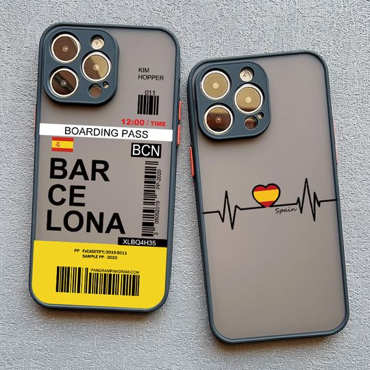 Discover Fashion Spain Map Plane Travel Fly Ticket Bullfight Phone Case For iPhone 16 15 11 8 7 Plus SE2 12 13 14 Pro Max Mini X XR Shell