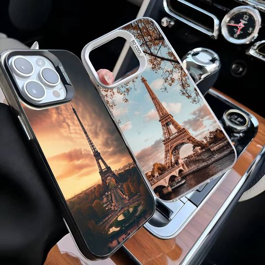 Discover Eiffel Tower Phone Case For iPhone 16,15,14,13,12,11,Mini,Pro,MAX White Matte Shockproof Cover