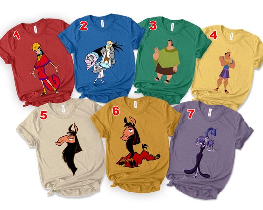 The Emperor's New Groove All Characters Group Shirt, Disney WDW Magic Kingdom Disneyland Family