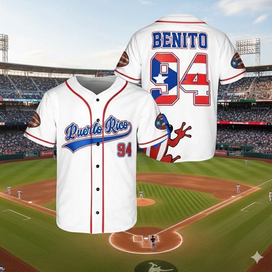 Benito Puerto Rico Baseball Jersey  Unisex Button-Up Fan Shirt, Music-Inspired Streetwear, Statement Game Day Outfit