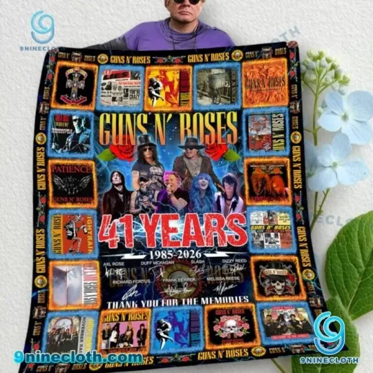 Discover Guns N. Roses 41 Years 1985–2026 Thank You Signatures Blanket
