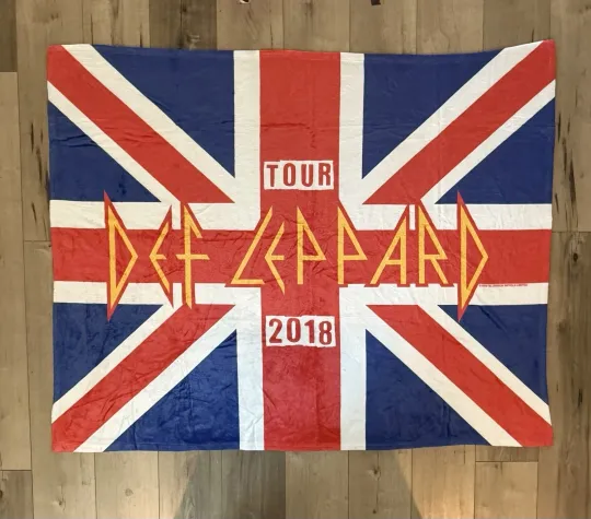 Def Leppard Union Jack Fleece Throw Blanket 50x60 – Official 2018 Tour Rock Off