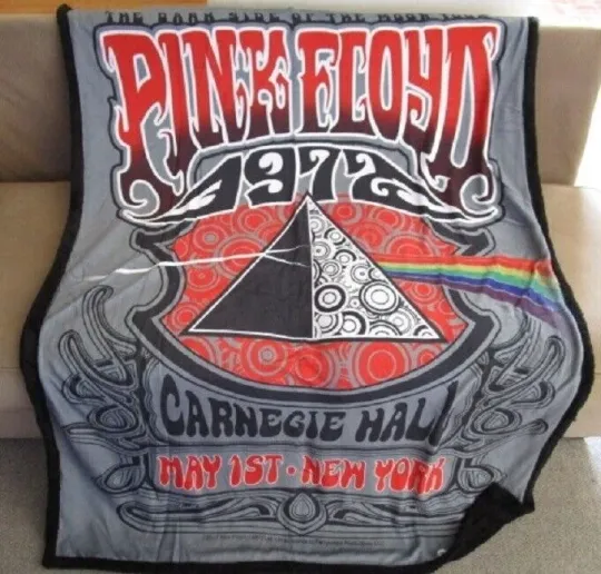 New Pink Floyd 1972 Tour Poster Fleece Sherpa Back Gift Throw Blanket Dark Side