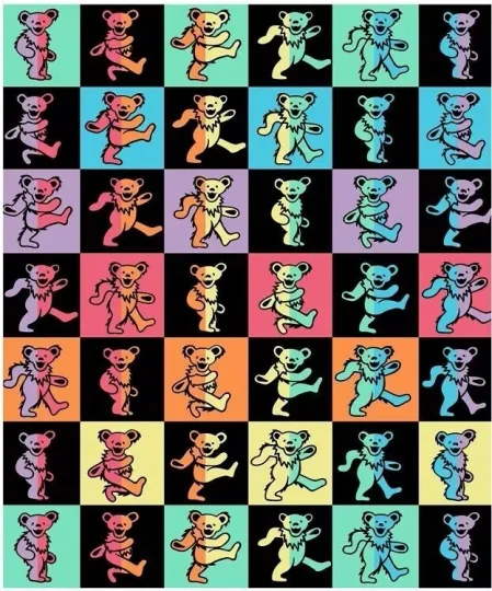 New Grateful Dead Dancing Bears Plush Throw Gift Blanket Fleece Concert Tour NIP