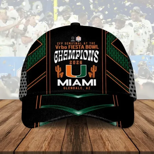 Discover Hurricanes Football 2026 Fiesta Bowl Champions Classic Cap Printed Cap