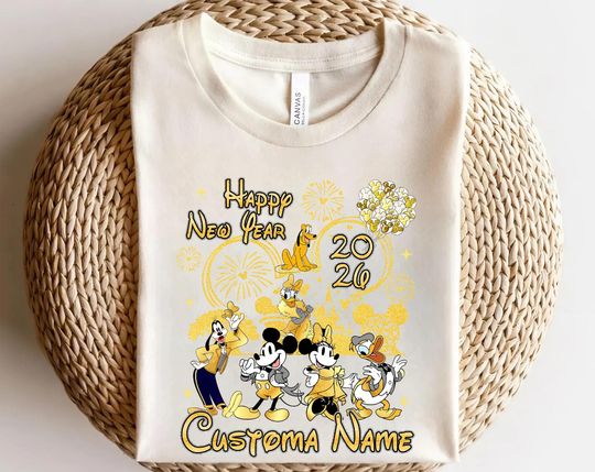 Discover Personalized Disney Happy New Year 2026 Shirt, Mickey and Friends New Year's Eve Party, Disney Family Vacation 2026, Disney Balloons SL3B12
