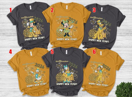 Discover Personalized Disney Happy New Year 2026 Shirt, Mickey and Friends New Year's Eve Party, Disney Family Vacation 2026, Disney Balloons SL3B08