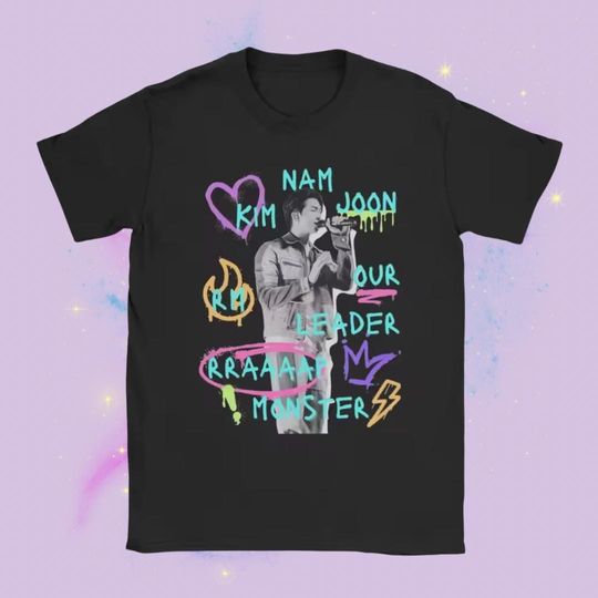 BTS RM Namjoon Printed Design on White T-shirt ARMY Fan Clothing