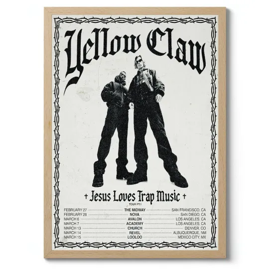 Discover Yellow Claw Jesus Loves Trap Music Tour 2026 Vertical Poster