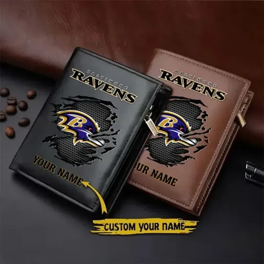 Discover Personalized Baltimore Football Team Ravenss Leather Wallet Gift For Him