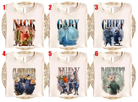 Discover Custom Disney Zootopia Characters Shirt, Nick Wilde Judy Hopps Clawhauser Shirt