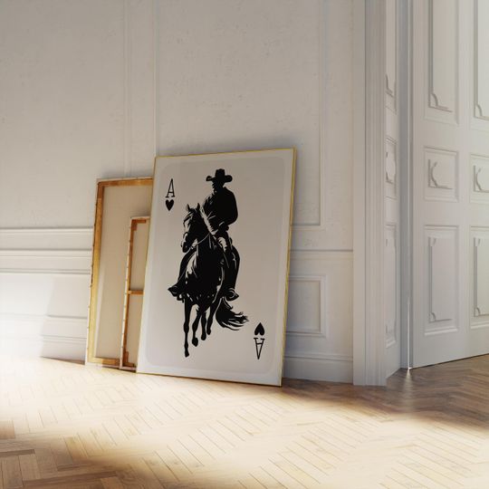 Discover cowboy playing card print | vintage retro cowboy | rodeo cowboy | western print | cowgirl prints | trendy aesthetic | western decor |