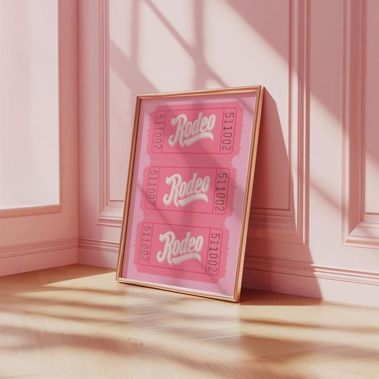 Discover first rodeo ticket print | rodeo texas art | cowgirl art print | pink cowboy art | western art print | rodeo poster | cute western art |