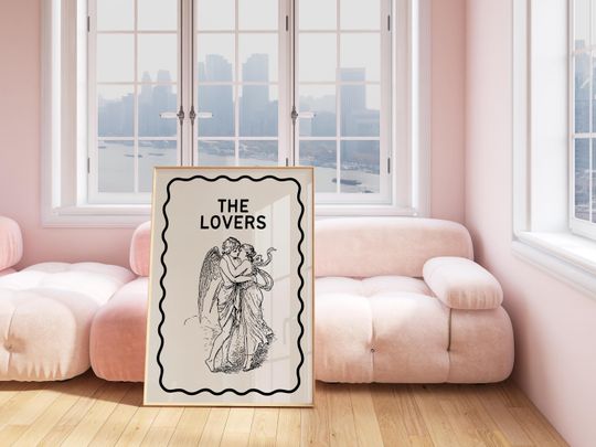 The Lovers Tarot Print | Music Lyrics Poster | Neutral Art | Valentine’s Gift