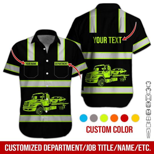 Custom Tow Truck Work Shirt: Personalized Heavy Equipment 3D Uniform