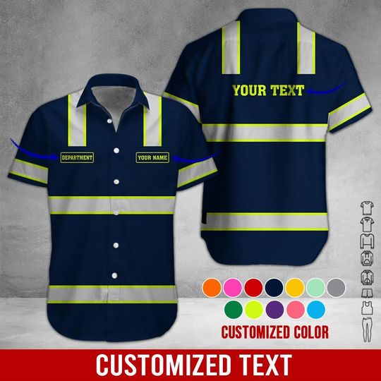 Custom Name & Department Uniform | Safety Stripe Graphic Shirt | Personalized Workwear Top