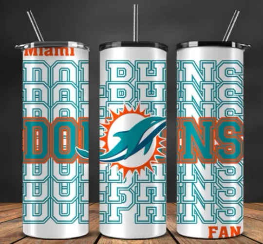 Discover Miami Football Stainless Steel Tumbler & Metal Straw
