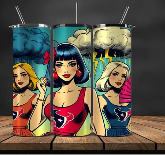 Discover Houston Football Stainless Steel Tumbler & Metal Straw  Girl Power