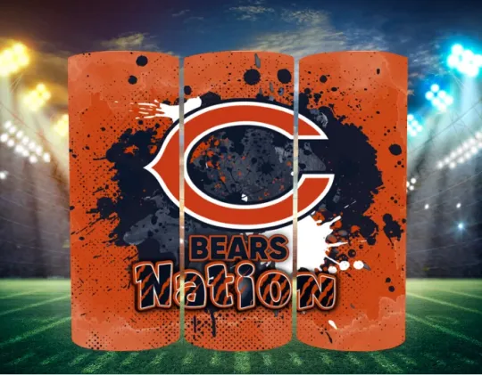 Discover Chicago Bears Football Stainless Steel Tumbler- Metal Straw 20 Oz- Ink Splatter
