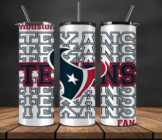 Discover Houston Football Stainless Steel Tumbler & Metal Straw Font &amp