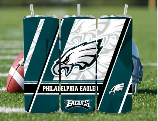 Discover Philadelphia Stainless Steel football Tumbler/Metal Straw