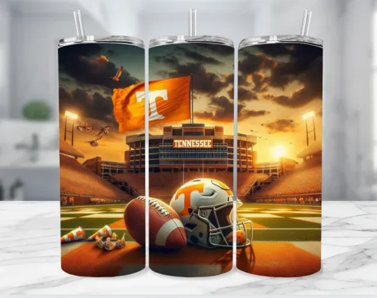 Discover Tennessee Football Stainless Steel Tumbler/ Metal Straw