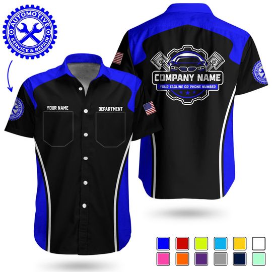 Discover Custom Pocket Mechanic Work Shirt: Personalized Auto Repair Uniform, Mechanic Sleeve Tag Detail