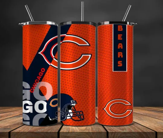 Discover Chicago Stainless Steel Tumbler & Metal Straw  Go Go Go Dotted