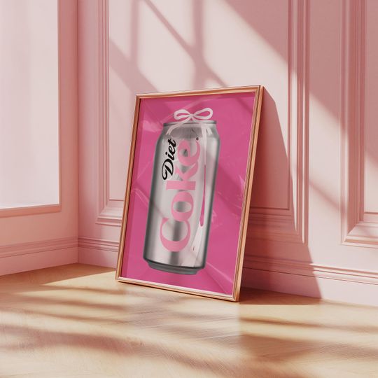 Discover diet coke print | diet coquette coke print | bar cart print | kitchen decor | trendy cute coke lover print | pink girly preppy wall art |