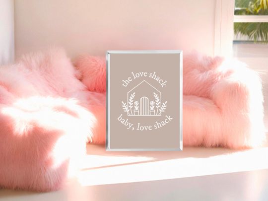 Discover Love Shack Poster | B-52s Inspired Music Wall Art | Minimalist Lyrics Neutral Print | 80s 90s Retro Preppy Vertical Poster