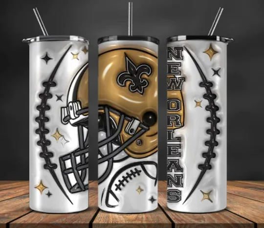 Discover New Orleans Stainless Steel Tumbler & Metal Straw- Inflated  Puffy