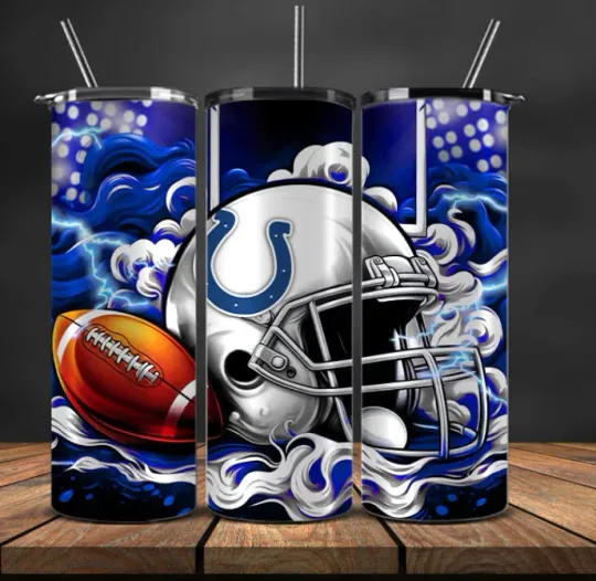 Discover Indianapolis Stainless Steel  Tumbler & Metal Straw Cartoon Helmet